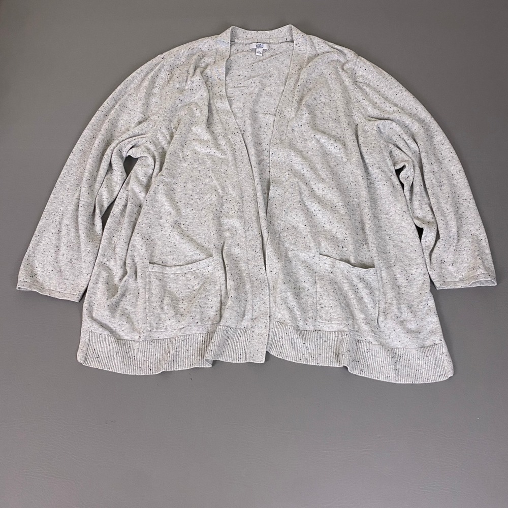 Croft & Barrow Cardigan Women's Plus Size 3X Gray Speckled Open Front Sweater